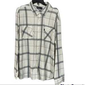 NWT XXL Caliville Men’s Flannel Button Down Shirt White‎ Window Box